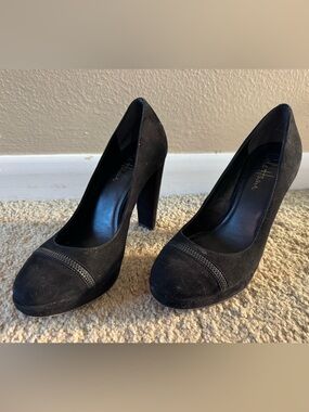 Cole Haan Black Suede Platform Zipper High Heels